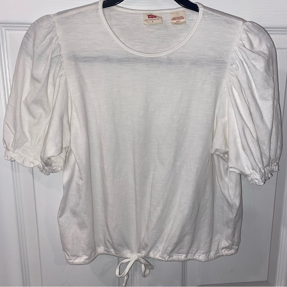 Levi's Women's Puff Sleeve Blouse with Tie Waist